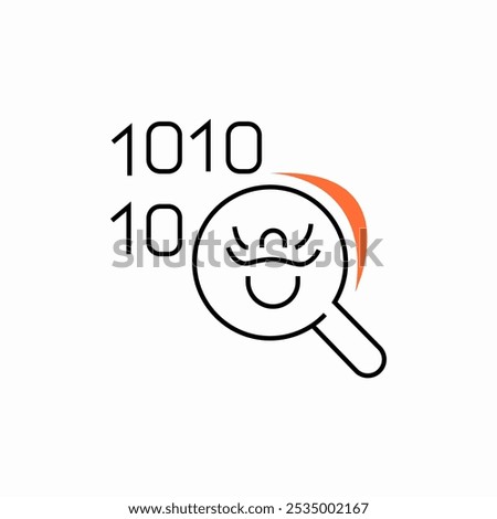 binary code bug search icon sign vector