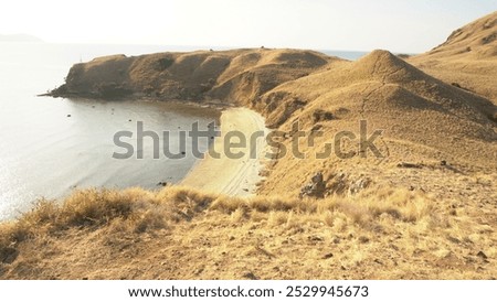 Similar – Image, Stock Photo Calm sea near hill under cloudy sky in foggy weather