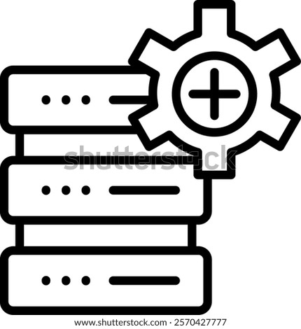 Database Add Icon Line Vector Illustration