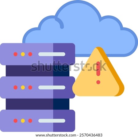 Server Warning Icon Flat Vector Illustration