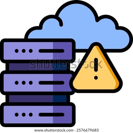 Server Warning Icon Lineal Color Vector Illustration