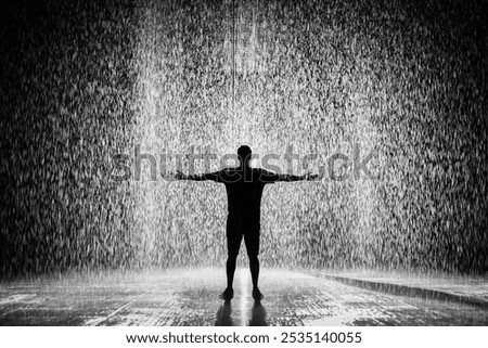 Similar – Image, Stock Photo Heavy rain on a black flat roof