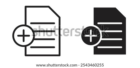 Add document vector icon set in black.