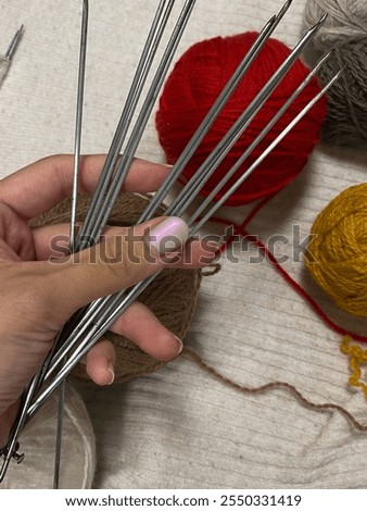 Similar – Image, Stock Photo Aesthetic beige yarn skein, close up