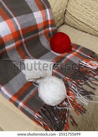 Similar – Image, Stock Photo Aesthetic beige yarn skein, close up