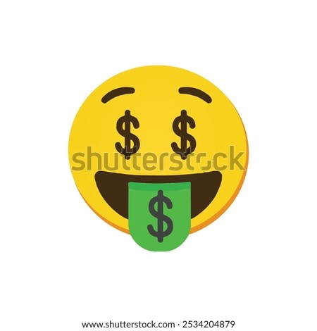 Face with money symbol. Money emoji. dollar sign. Money mouth face isolated on white background. 