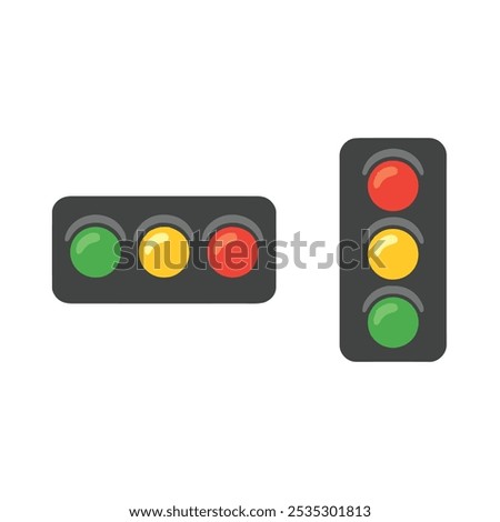 Horizontal and Vertical Traffic Light. Traffic light green, yellow and red. 