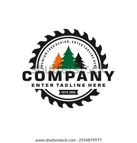 saw blade vector design, carpentry tool logo design, editable design, professional saw blade logo, premium, wood working