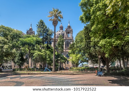Marechal Deodoro square and Porto Alegre Metropolitan Cathedral in downtown - Porto Alegre, Rio Grande do Sul, Brazil Foto stock © 