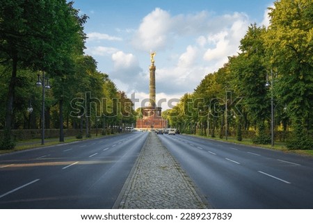 Similar – Foto Bild Siegessäule in einer Pfützenspiegelung mit Asphalt und Bordsteinkante