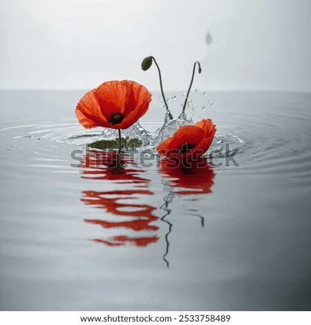 Similar – Image, Stock Photo red poppy blossom against green background