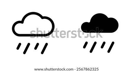 Rain icons collection in Filled flat and thin line style.