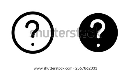 Question mark icons collection in Filled flat and thin line style.