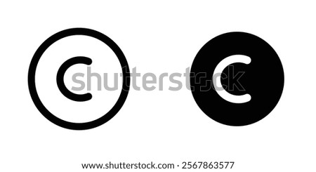 Copyright icons collection in Filled flat and thin line style.