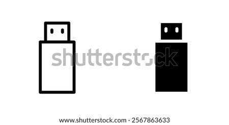 Usb icons collection in Filled flat and thin line style.