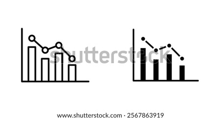 Chart icons collection in Filled flat and thin line style.