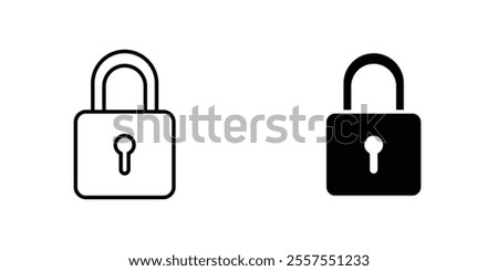 Lock closed outlined and solid icon vector collection.