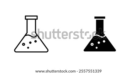 Lab flask outlined and solid icon vector collection.