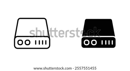 Hard drive outlined and solid icon vector collection.