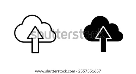 Cloud upload outlined and solid icon vector collection.