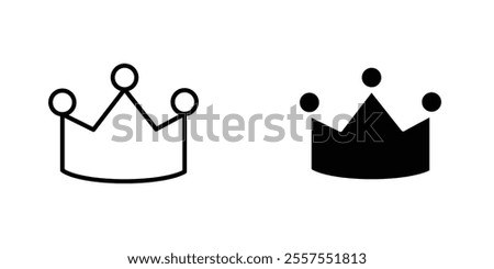 Crown outlined and solid icon vector collection.