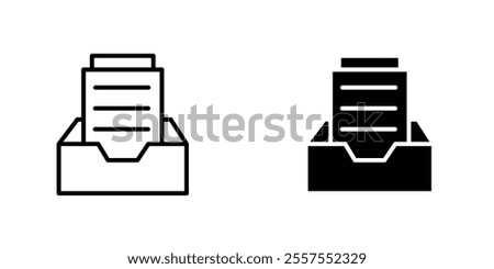 Archive outlined and solid icon vector collection.