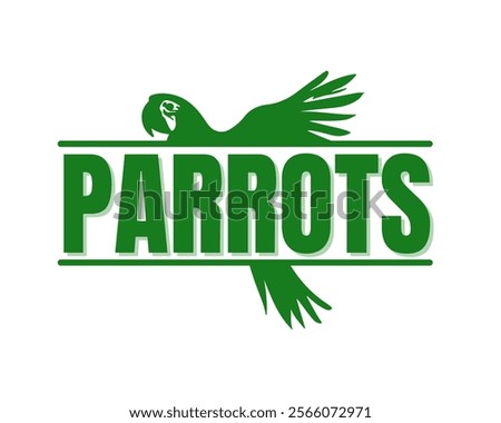 Macaw logo ,Simple birds illustration, website parrot logo, Vector flying macaw bird. Parrot silhouette template sign Stamp symbol Sketch. WordPress logo birds texture cute green parrot site banner