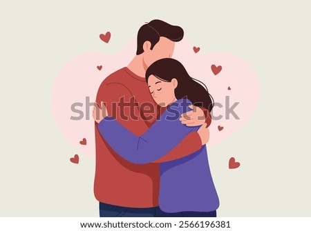 Similar – Image, Stock Photo Couple hugging tenderly in studio