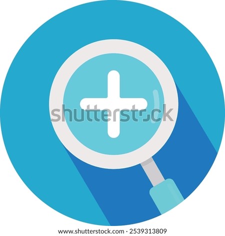 magnifying glass plus focus lens seek search zoom ciew symbol icon find flat discover detect detective enlarge checklist