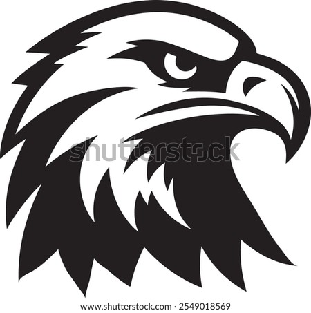 Silhouette vector icon of an eagle head, symbolizing strength, freedom, and power. Perfect for patriotic, wildlife, or sports design projects. High-quality EPS format, bold and striking imagery.