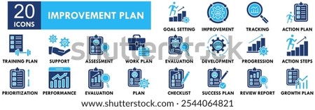 Performance Improvement Plan icon collection set. Containing design performance, improvement, management, development, success