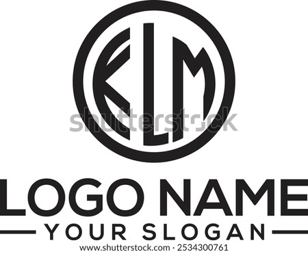 KLM three letter circle logo design vector template.   symbol on black 