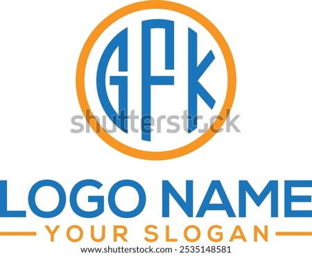 GFK letter logo design. GFK letter in circle shape.. Logo vector design logo 