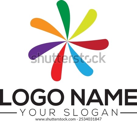 Pinwheel logo templates. Circular simple signs, colorful shapes for abstract design, rainbow spinner, different companies logotype template, vector isolated Rotate LOGO