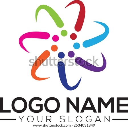 Pinwheel logo templates. Circular simple signs, colorful shapes for abstract design, rainbow spinner, different companies logotype template, vector isolated Rotate LOGO