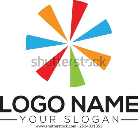 Pinwheel logo templates. Circular simple signs, colorful shapes for abstract design, rainbow spinner, different companies logotype template, vector isolated Rotate LOGO