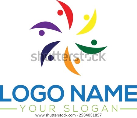 Pinwheel logo templates. Circular simple signs, colorful shapes for abstract design, rainbow spinner, different companies logotype template, vector isolated Rotate LOGO