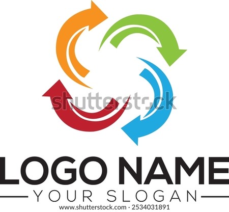 Pinwheel logo templates. Circular simple signs, colorful shapes for abstract design, rainbow spinner, different companies logotype template, vector isolated Rotate LOGO