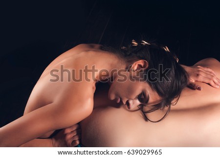 Beautiful Lesbian Women In Erotic Foreplay Game Two Girls Lesbians In Lingerie At Dark Background Beautiful Lesbian Women In Erotic Foreplay Game Two Girls Lesbians In Lingerie At Dark Background
