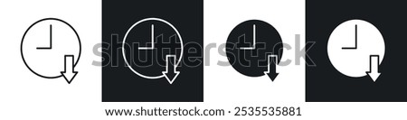 Less time vector icon set in black and white. EPS 10 illustration