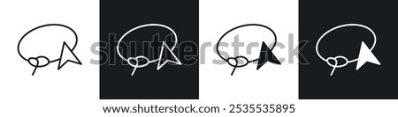 Lasso tool vector icon set in black and white. EPS 10 illustration