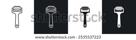 Derma roller vector icon set in black and white. EPS 10 illustration