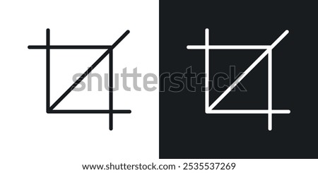 Crop tool vector icon set in black and white. EPS 10 illustration