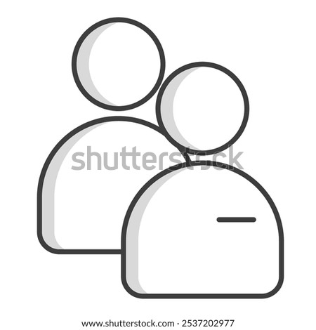 Simple line art icon depicting two people, symbolizing community, interaction, and communication. Ideal for websites, apps, or digital platforms needing user profile or group-focused imagery.