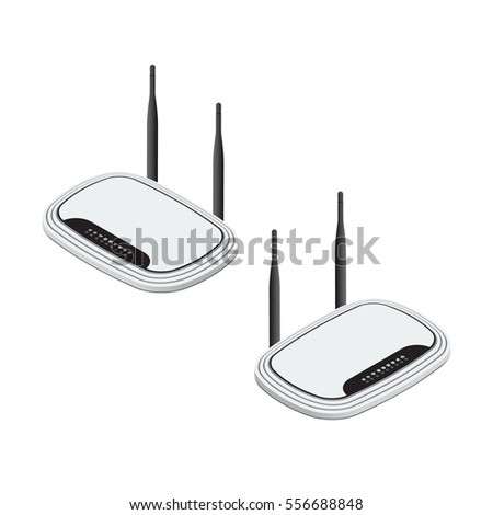 Router with the antenna Isometric Vector Illustration Created For Mobile, Web, Decor, Print Products, Application on white background