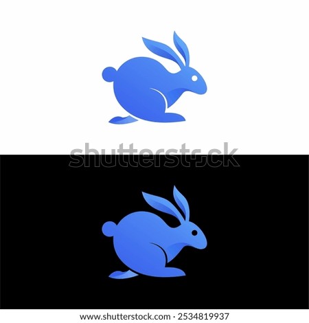 
vector rabbit in blue on black and white background, modern logo