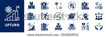 Upturn icon collection set. Containing design lifestyle, business, growth, economy, upturn, market