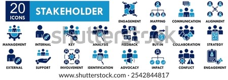 Stakeholder icon collection set. Containing design business, collaboration, management, teamwork, strategy