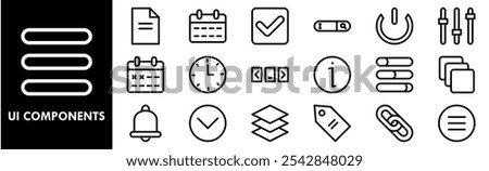 UI Components icon collection set. Containing design interface, vector, template, ui, button, set, user, app