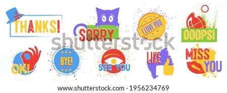 Set of Stickers, paint street art design vector illustration